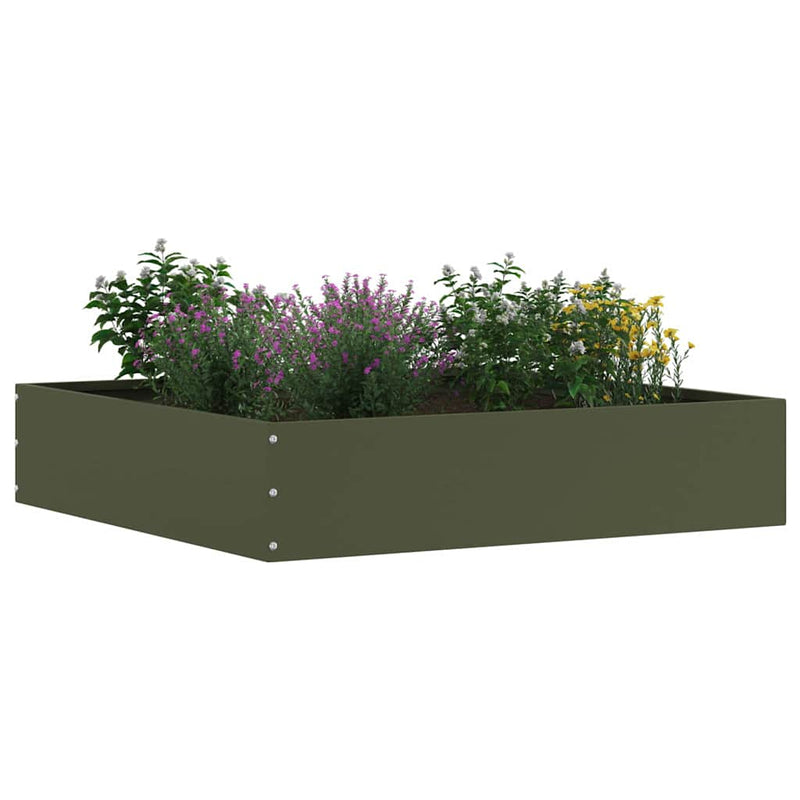 Afbeelding laden in galerijviewer, Vidaxl tuinrand olijf groen 60 x 60 x 13 cm staal

