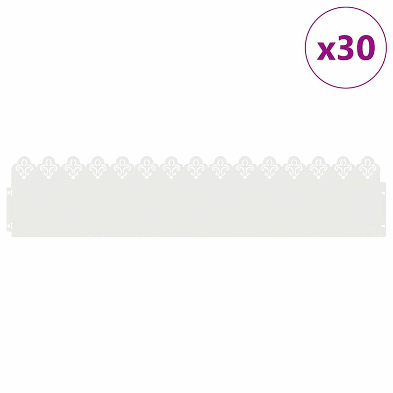 Afbeelding laden in galerijviewer, Vidaxl gazonranden 30 pcs wit 103 x 0,05 x 22 cm staal

