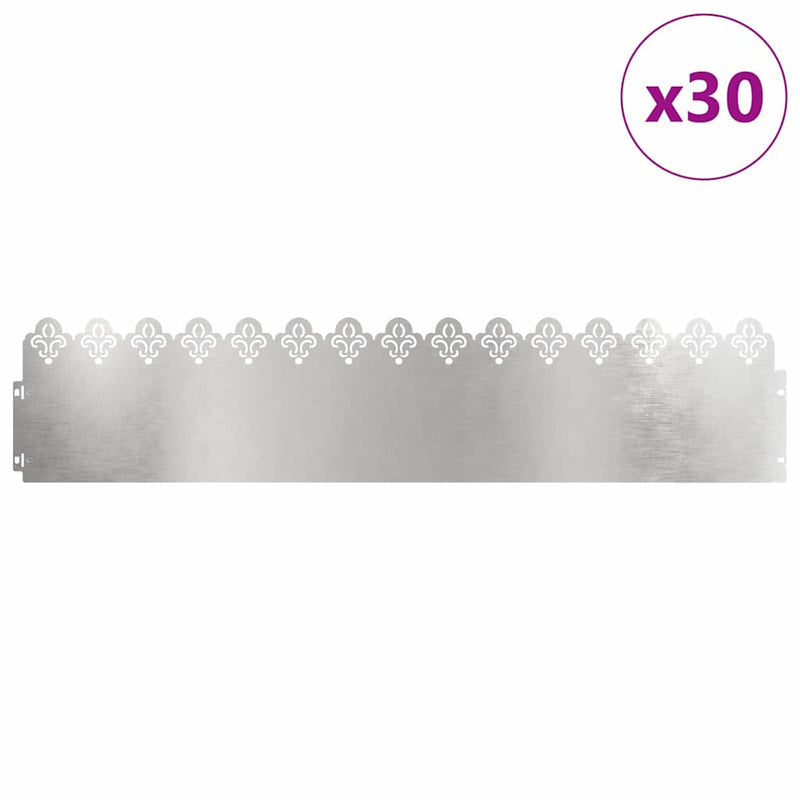 Afbeelding laden in galerijviewer, Vidaxl gazonranden 30 pcs zilver 103 x 0,05 x 22 cm roestvrij staal
