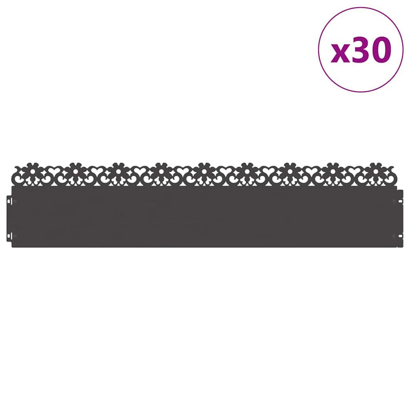 Afbeelding laden in galerijviewer, Vidaxl gazonranden 30 pcs zwart 103 x 0,05 x 22 cm staal
