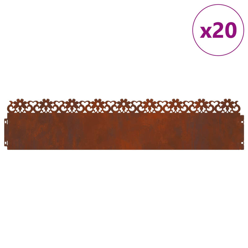 Afbeelding laden in galerijviewer, Vidaxl gazonranden 20 pcs roestig 103 x 0,05 x 22 cm cortenstaal
