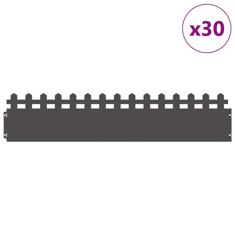 Afbeelding laden in galerijviewer, Vidaxl gazonranden 30 pcs zwart 103 x 0,05 x 22 cm staal
