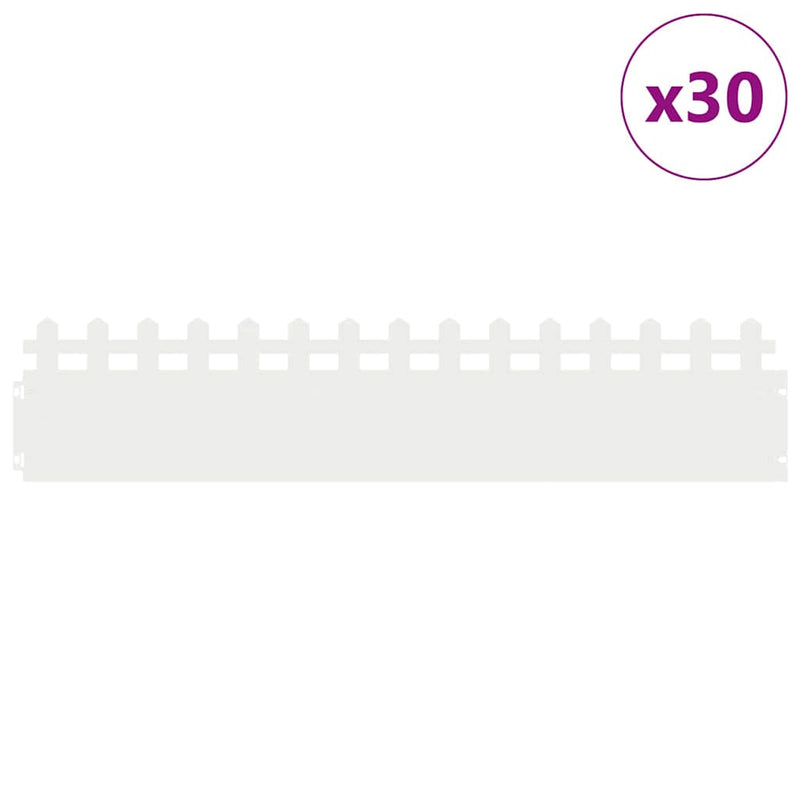 Afbeelding laden in galerijviewer, Vidaxl gazonranden 30 pcs wit 103 x 0,05 x 22 cm staal
