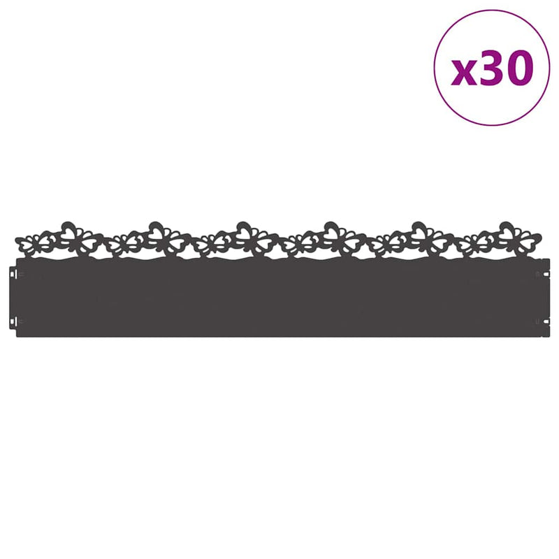 Afbeelding laden in galerijviewer, Vidaxl gazonranden 30 pcs zwart 103 x 0,05 x 22 cm staal
