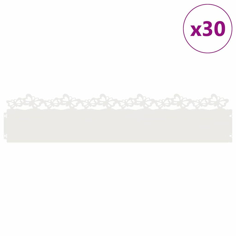 Afbeelding laden in galerijviewer, Vidaxl gazonranden 30 pcs wit 103 x 0,05 x 22 cm staal
