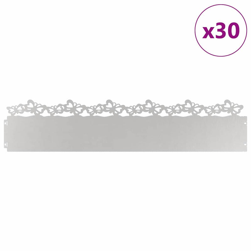 Afbeelding laden in galerijviewer, Vidaxl gazonranden 30 pcs zilver 103 x 0,05 x 22 cm roestvrij staal
