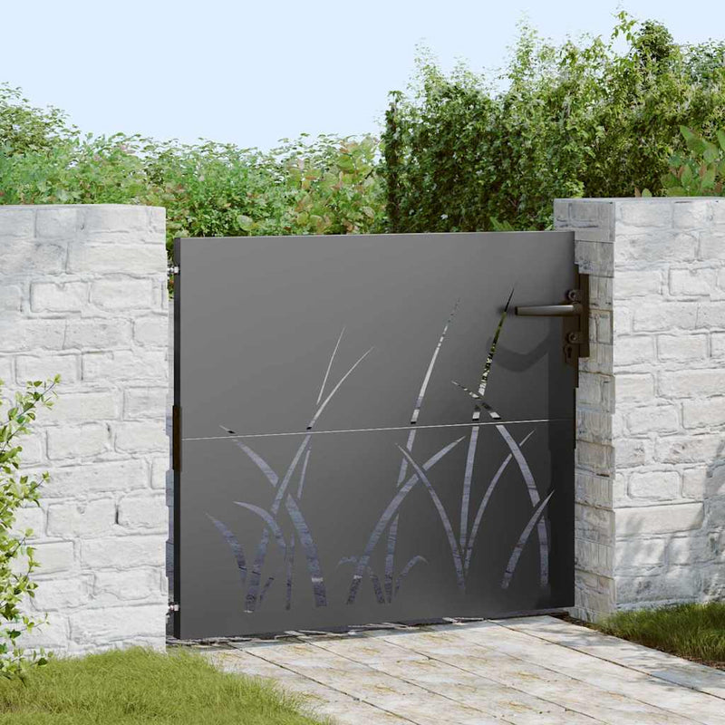 Afbeelding laden in galerijviewer, Vidaxl tuinpoort met slot zwart 85 x 100 cm poedergecoat staal
