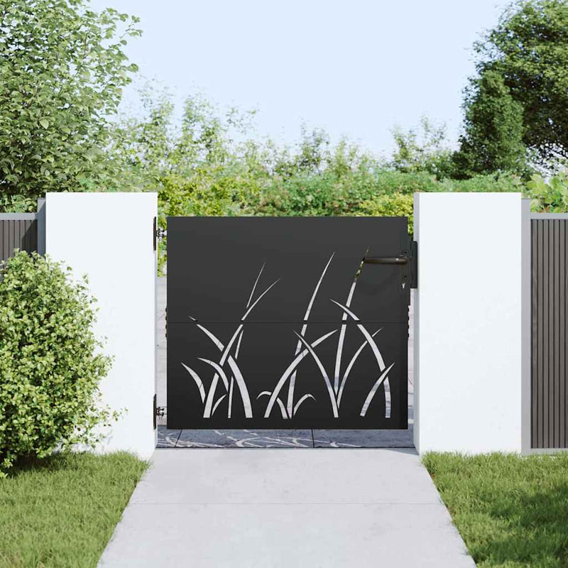 Afbeelding laden in galerijviewer, Vidaxl tuinpoort met slot zwart 85 x 100 cm poedergecoat staal
