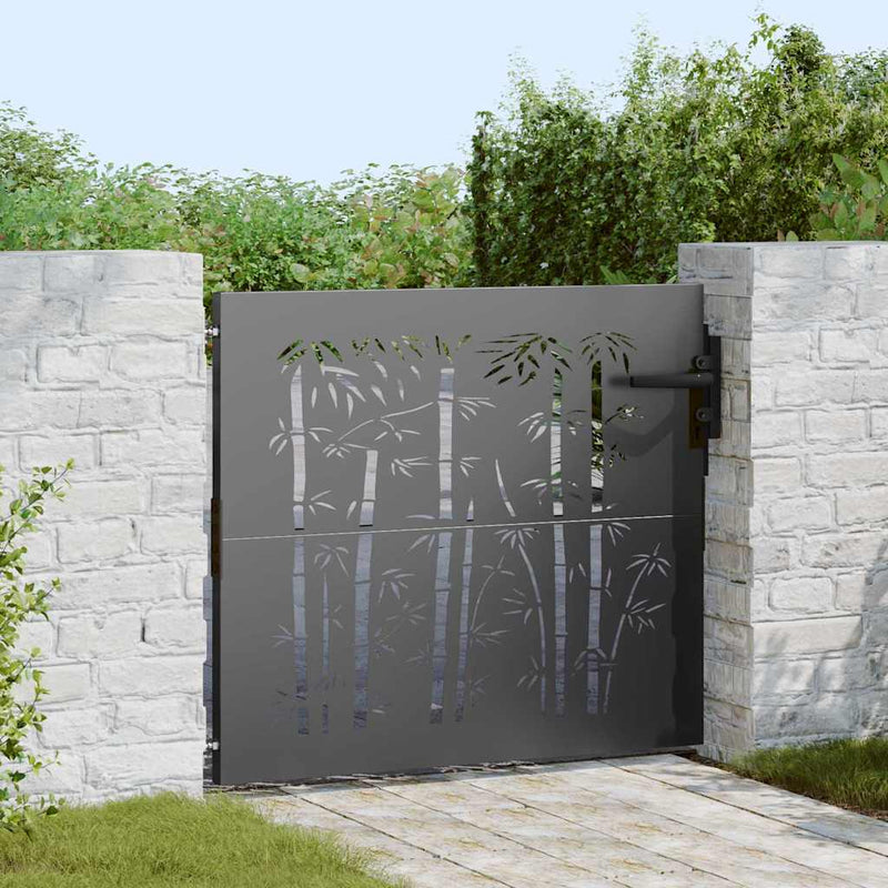 Afbeelding laden in galerijviewer, Vidaxl tuinpoort met slot zwart 85 x 175 cm poedergecoat staal
