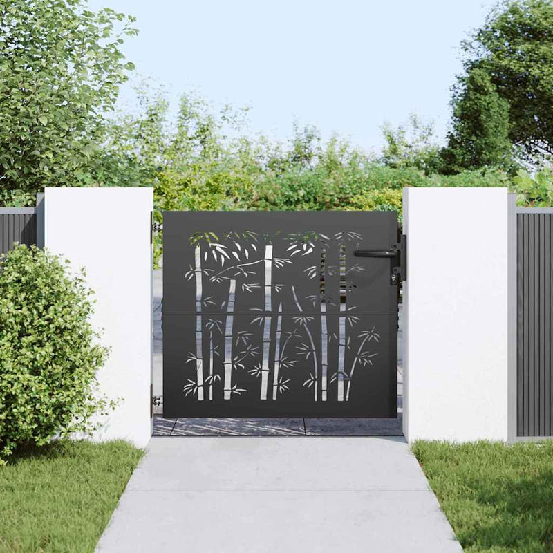 Afbeelding laden in galerijviewer, Vidaxl tuinpoort met slot zwart 85 x 175 cm poedergecoat staal
