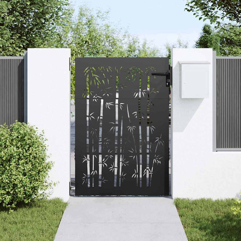 Afbeelding laden in galerijviewer, Vidaxl tuinpoort met slot zwart 85 x 150 cm poedergecoat staal
