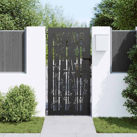 Vidaxl tuinpoort 85 x 200 cm poedergecoat staal zwart vergrendelbaar