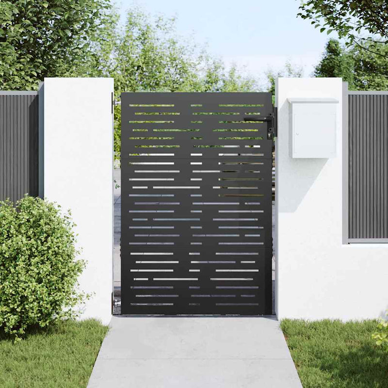 Afbeelding laden in galerijviewer, Vidaxl tuinpoort met slot zwart 85 x 125 cm poedergecoat staal
