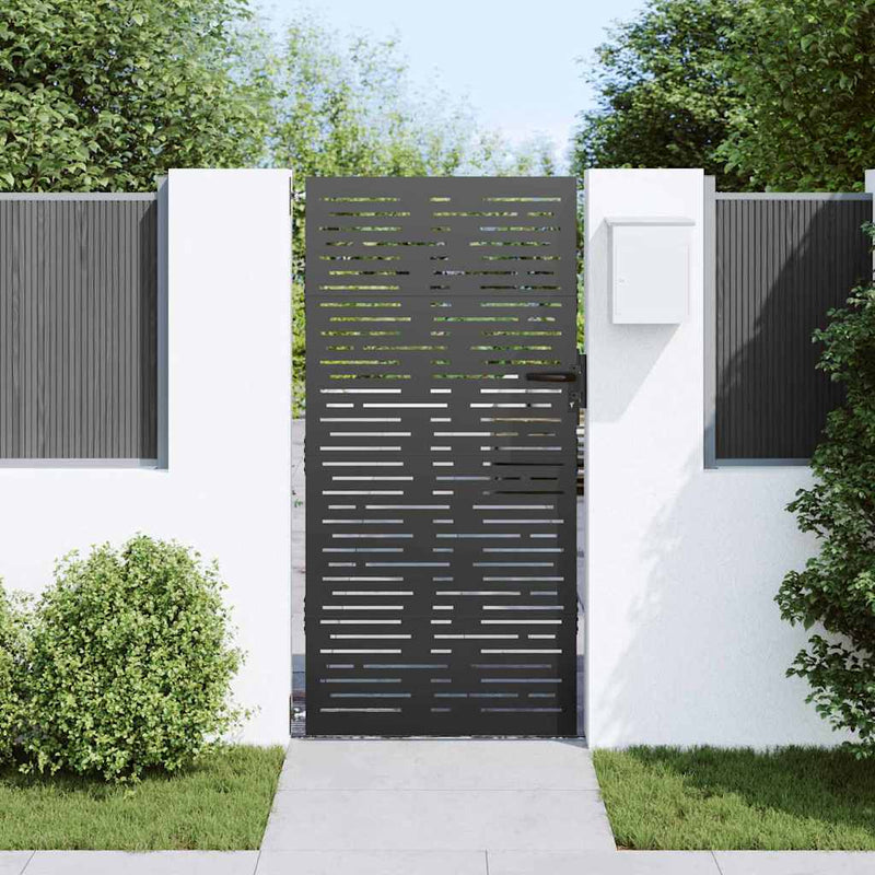 Afbeelding laden in galerijviewer, Vidaxl tuinpoort met slot zwart 85 x 175 cm poedergecoat staal
