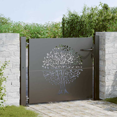 Vidaxl tuinpoort met slot zwart 110 x 105 cm poedergecoat staal