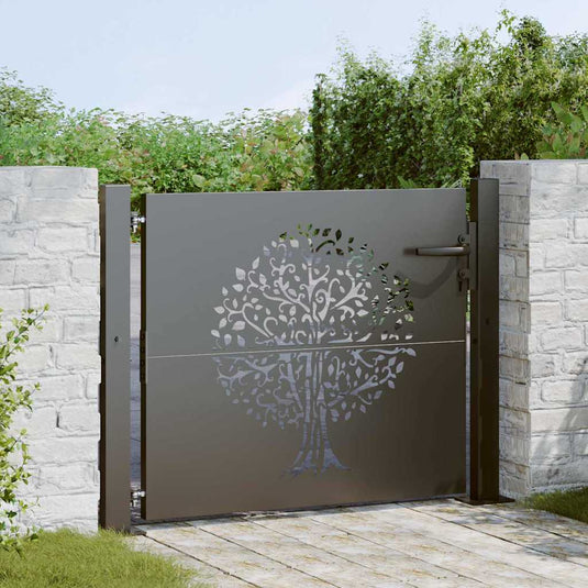 Vidaxl tuinpoort met slot zwart 110 x 105 cm poedergecoat staal