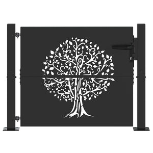 Vidaxl tuinpoort 110 x 105 cm poedergecoat staal zwart vergrendelbaar