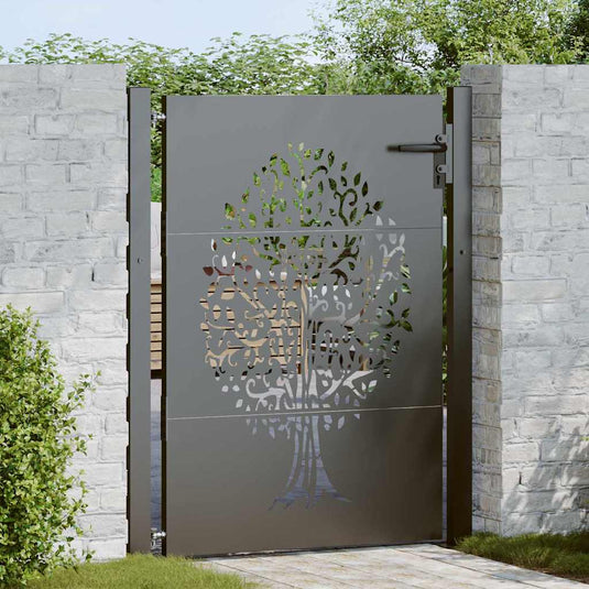 Vidaxl tuinpoort met slot zwart 110 x 155 cm poedergecoat staal