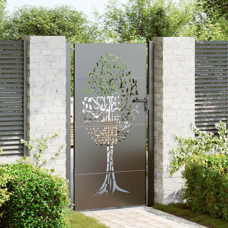 Afbeelding laden in galerijviewer, Vidaxl tuinpoort met slot zwart 110 x 180 cm poedergecoat staal
