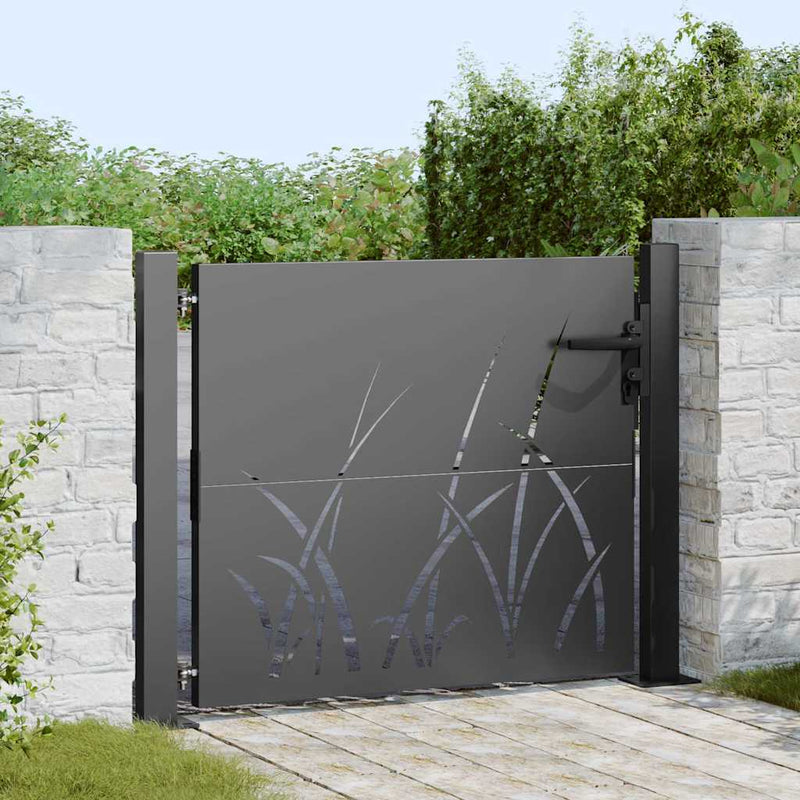 Afbeelding laden in galerijviewer, Vidaxl tuinpoort met slot zwart 110 x 105 cm poedergecoat staal
