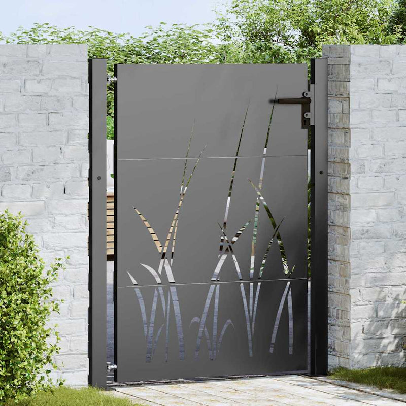 Afbeelding laden in galerijviewer, Vidaxl tuinpoort 110 x 155 cm poedergecoat staal zwart vergrendelbaar
