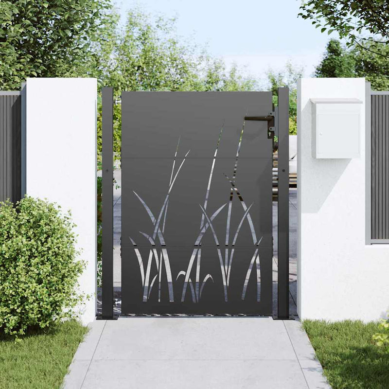 Afbeelding laden in galerijviewer, Vidaxl tuinpoort 110 x 155 cm poedergecoat staal zwart vergrendelbaar
