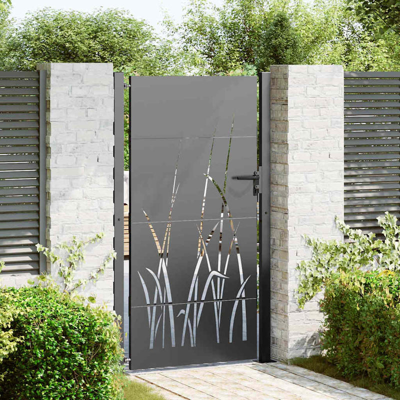 Afbeelding laden in galerijviewer, Vidaxl tuinpoort met slot zwart 110 x 180 cm poedergecoat staal
