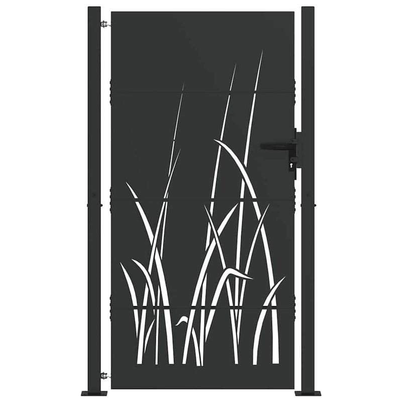Afbeelding laden in galerijviewer, Vidaxl tuinpoort met slot zwart 110 x 180 cm poedergecoat staal
