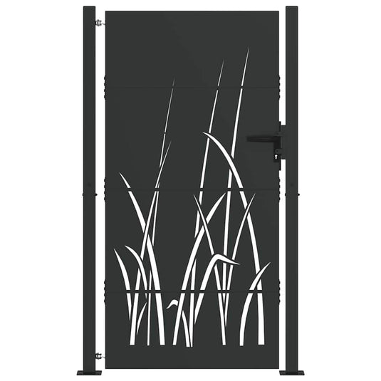 Vidaxl tuinpoort met slot zwart 110 x 180 cm poedergecoat staal