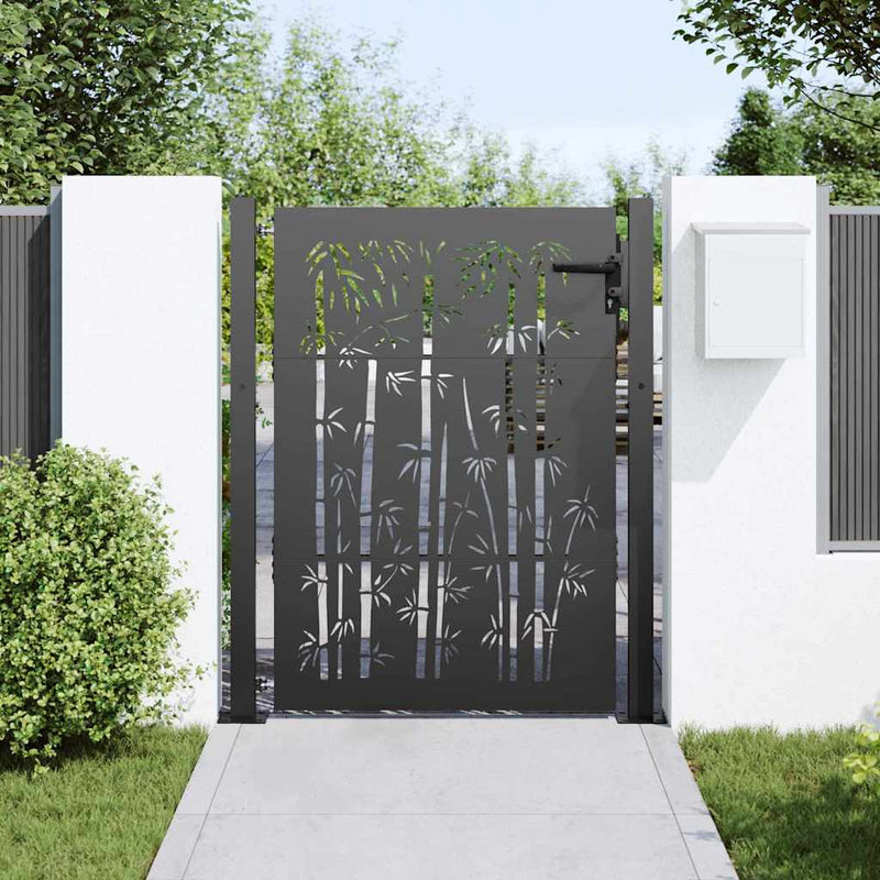 Afbeelding laden in galerijviewer, Vidaxl tuinpoort met slot zwart 110 x 130 cm gepoedercoat staal
