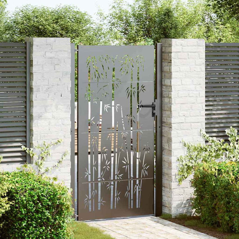 Afbeelding laden in galerijviewer, Vidaxl tuinpoort met slot zwart 110 x 205 cm gepoedercoat staal
