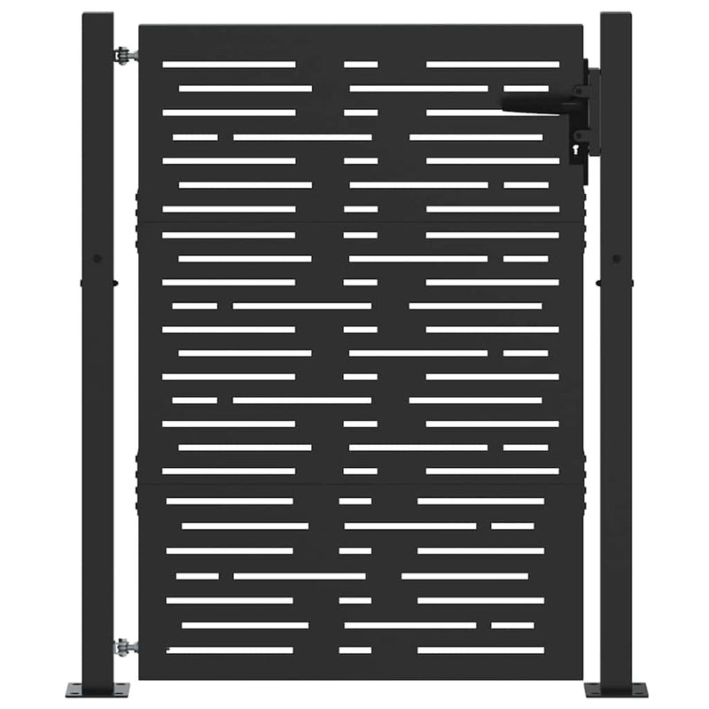 Afbeelding laden in galerijviewer, Vidaxl tuinpoort met slot zwart 110 x 155 cm gepoedercoat staal
