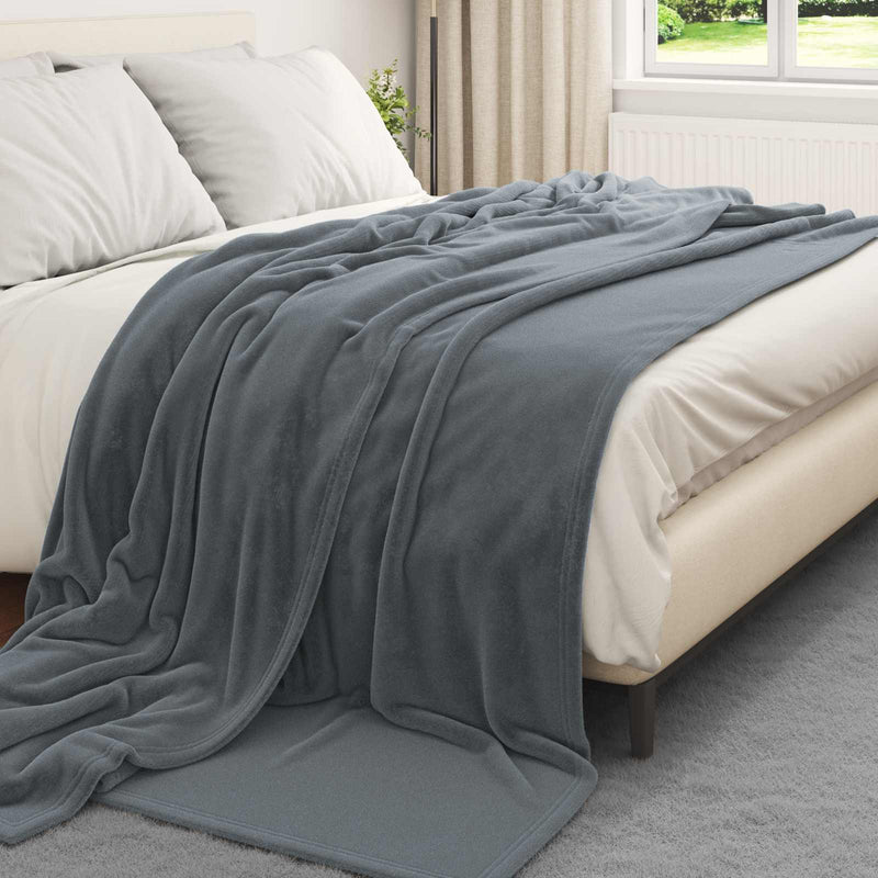 Afbeelding laden in galerijviewer, Vidaxl plaid donkergrijs 270 x 240 cm 1,69 kg fleece
