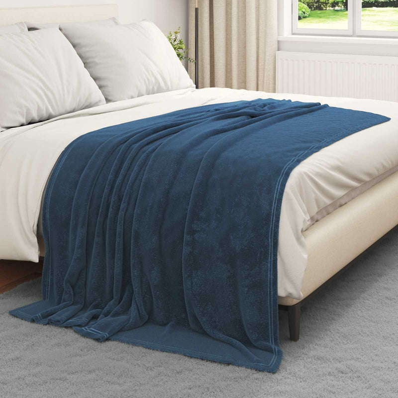 Afbeelding laden in galerijviewer, Vidaxl gooi deken marineblauw 150 x 200 cm fleece
