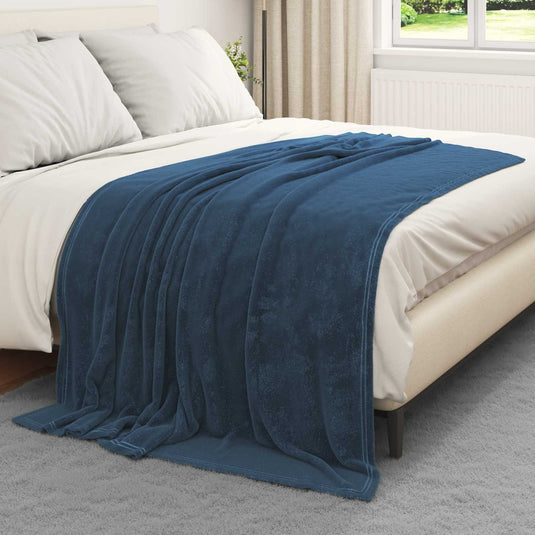 Vidaxl gooi deken marineblauw 150 x 200 cm fleece