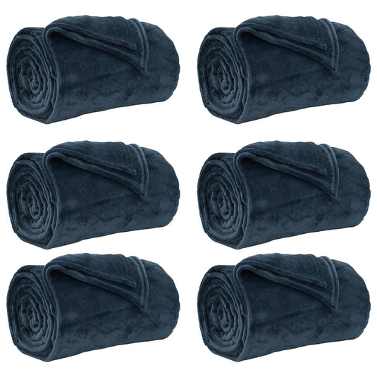 Vidaxl kleden 6 pcs marineblauw 220 x 240 cm fleece