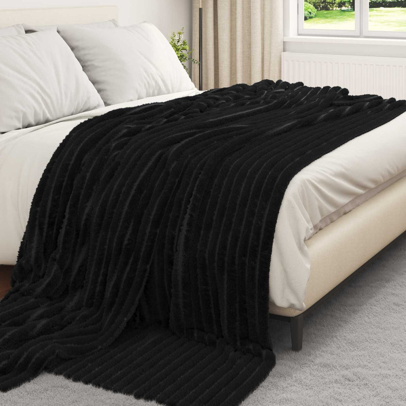 Afbeelding laden in galerijviewer, Vidaxl gooi deken zwart 270 x 240 cm fleece
