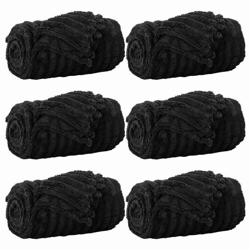 Afbeelding laden in galerijviewer, Vidaxl kleden 6 pcs zwart 200 x 150 cm fleece
