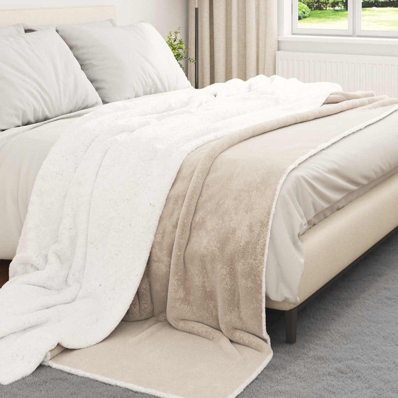 Afbeelding laden in galerijviewer, Vidaxl plaid beige 240 x 220 cm 2,67 kg fleece
