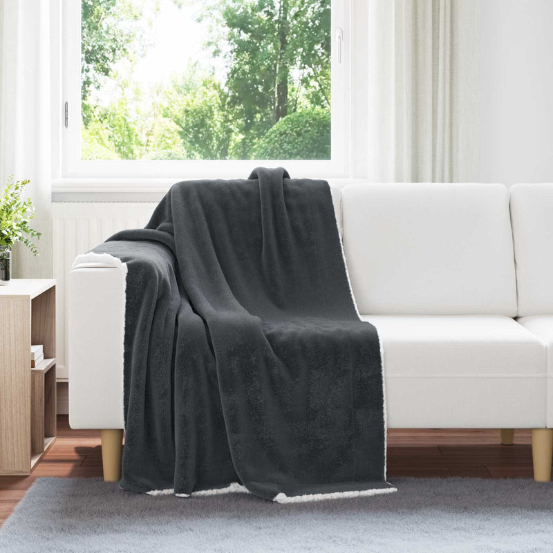 Afbeelding laden in galerijviewer, Vidaxl plaid donkergrijs 150 x 130 cm 1 kg fleece

