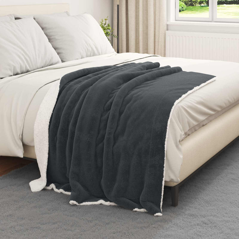 Afbeelding laden in galerijviewer, Vidaxl plaid donkergrijs 150 x 130 cm 1 kg fleece
