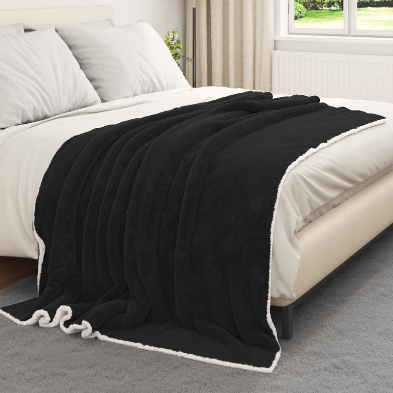 Afbeelding laden in galerijviewer, Vidaxl plaid zwart 200 x 150 cm 1,64 kg fleece
