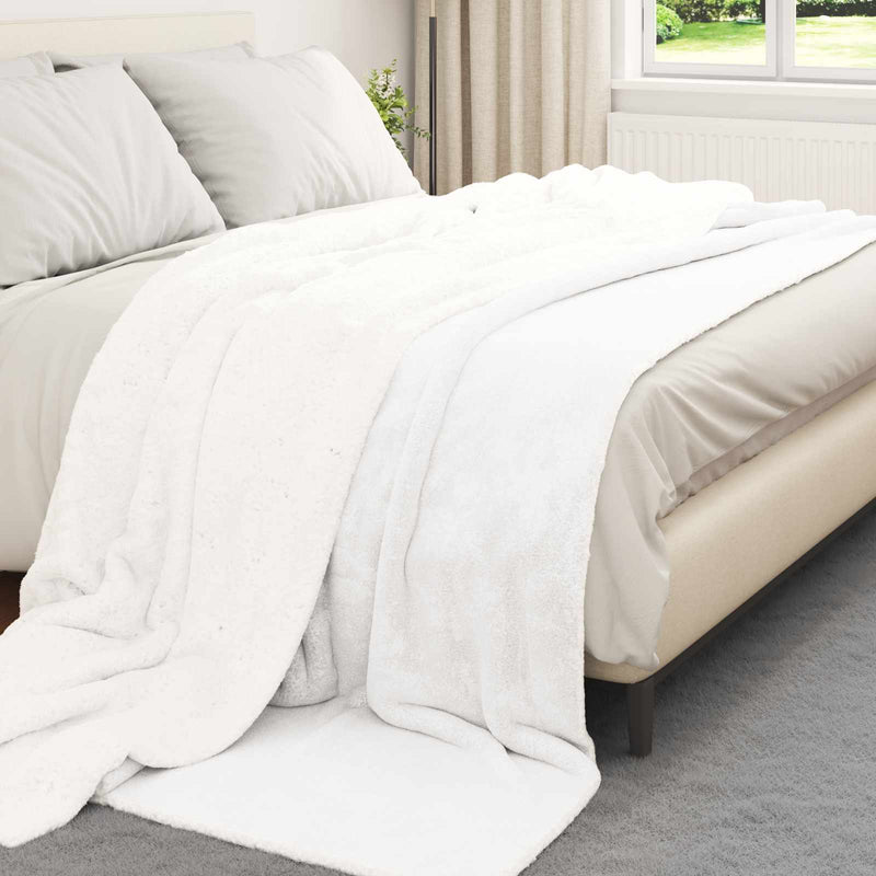 Afbeelding laden in galerijviewer, Vidaxl gooi deken wit 240 x 270 cm fleece
