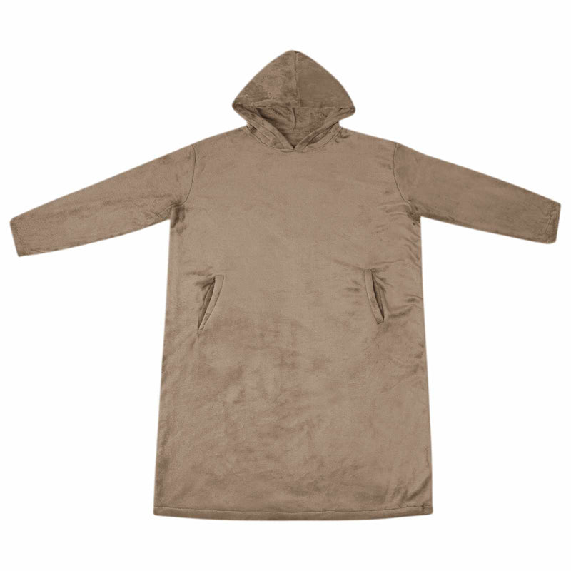 Afbeelding laden in galerijviewer, Vidaxl deken hoodie kameel l flanel

