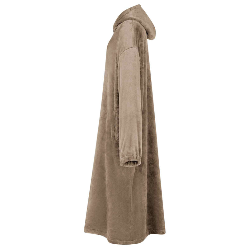 Afbeelding laden in galerijviewer, Vidaxl deken hoodie kameel l flanel
