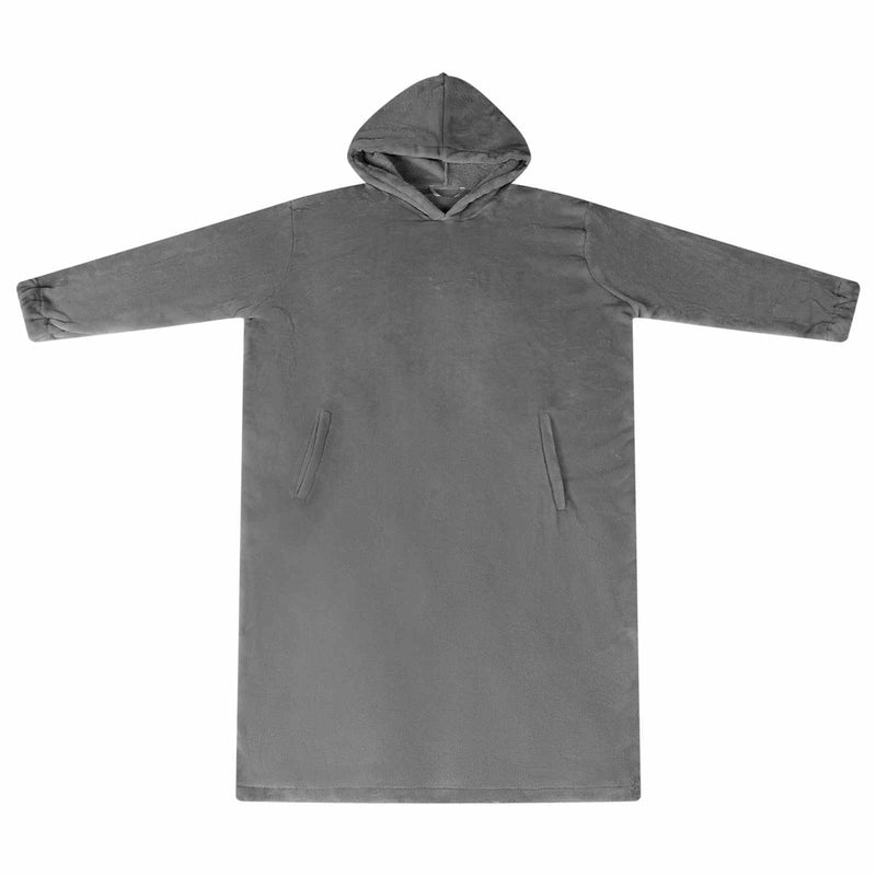 Afbeelding laden in galerijviewer, Vidaxl deken hoodie donkergrijs s flanel
