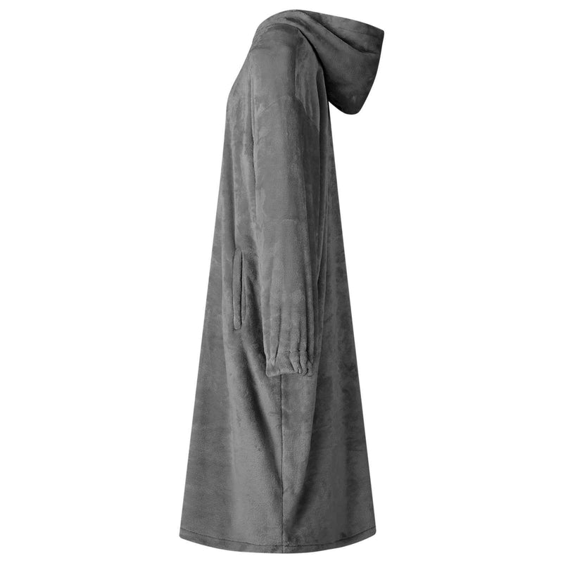 Afbeelding laden in galerijviewer, Vidaxl deken hoodie donkergrijs l flanel

