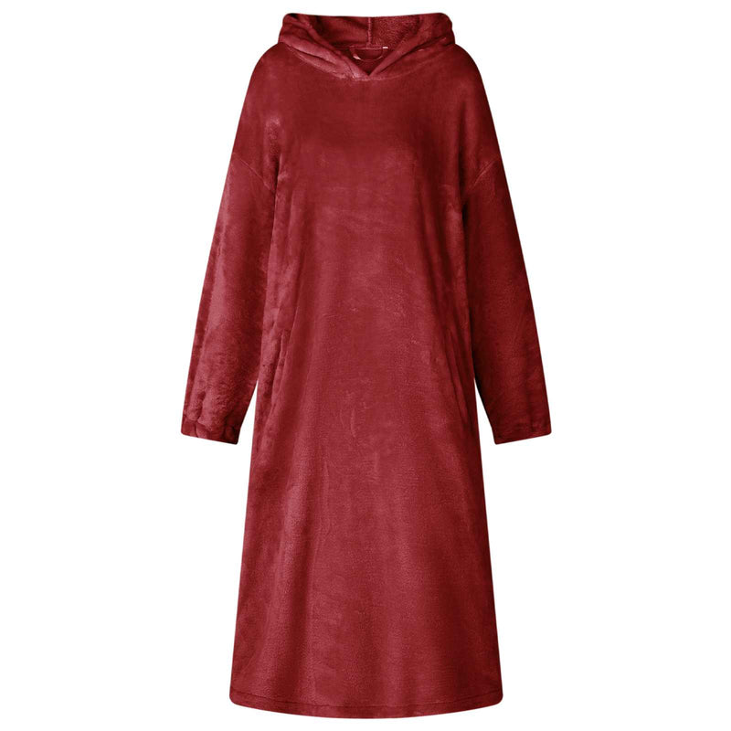 Afbeelding laden in galerijviewer, Vidaxl deken hoodie bordeaux rood s flanel
