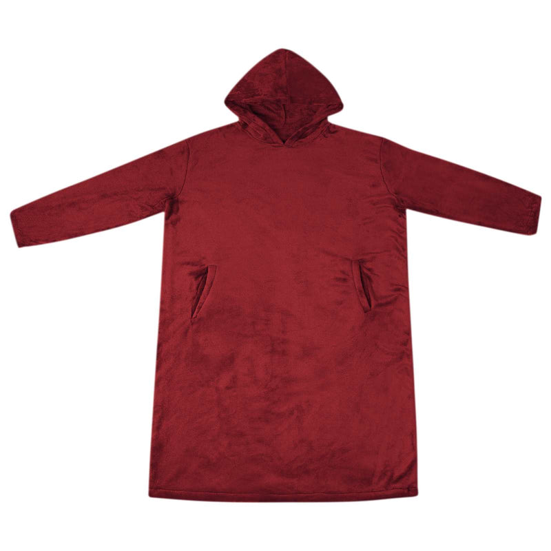 Afbeelding laden in galerijviewer, Vidaxl deken hoodie bordeaux rood s flanel
