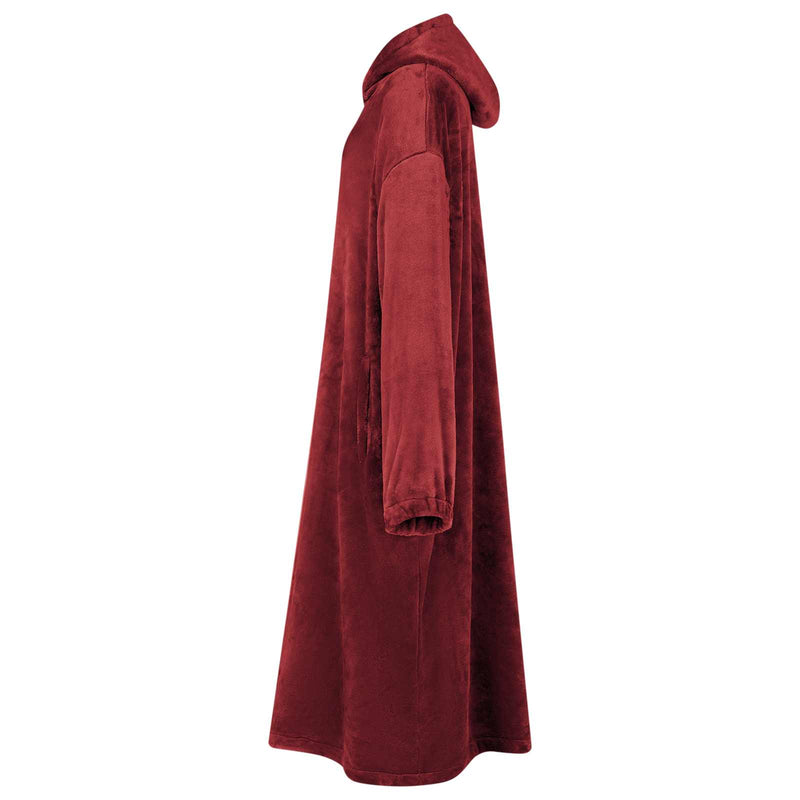 Afbeelding laden in galerijviewer, Vidaxl deken hoodie bordeaux rood m flanel
